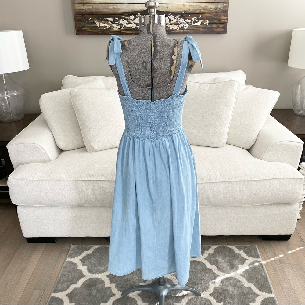 NWT XXL  LC Lauren Conrad, Jean jumper overall midi dress with pockets - Picture 7 of 11